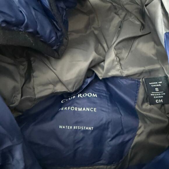 Club Room Men’s Chevron Quilted Hooded Puffer Jacket size Small in Blue - Picture 4 of 6